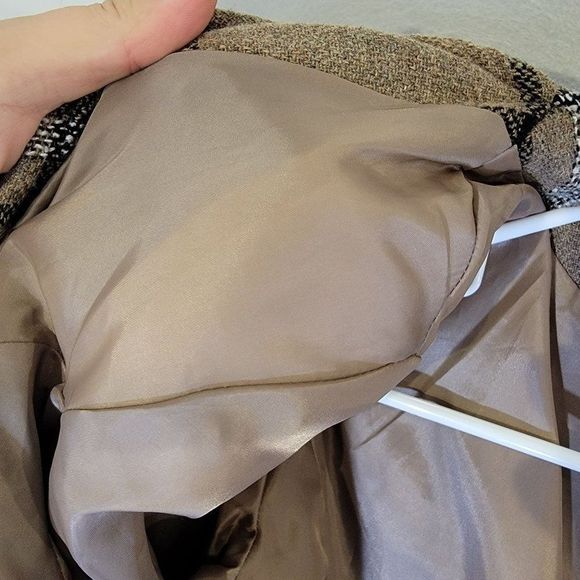 BEA Classics Wool Blend Open Blazer Womens 12 Vintage Neutral Plaid Fully Lined - Picture 6 of 11